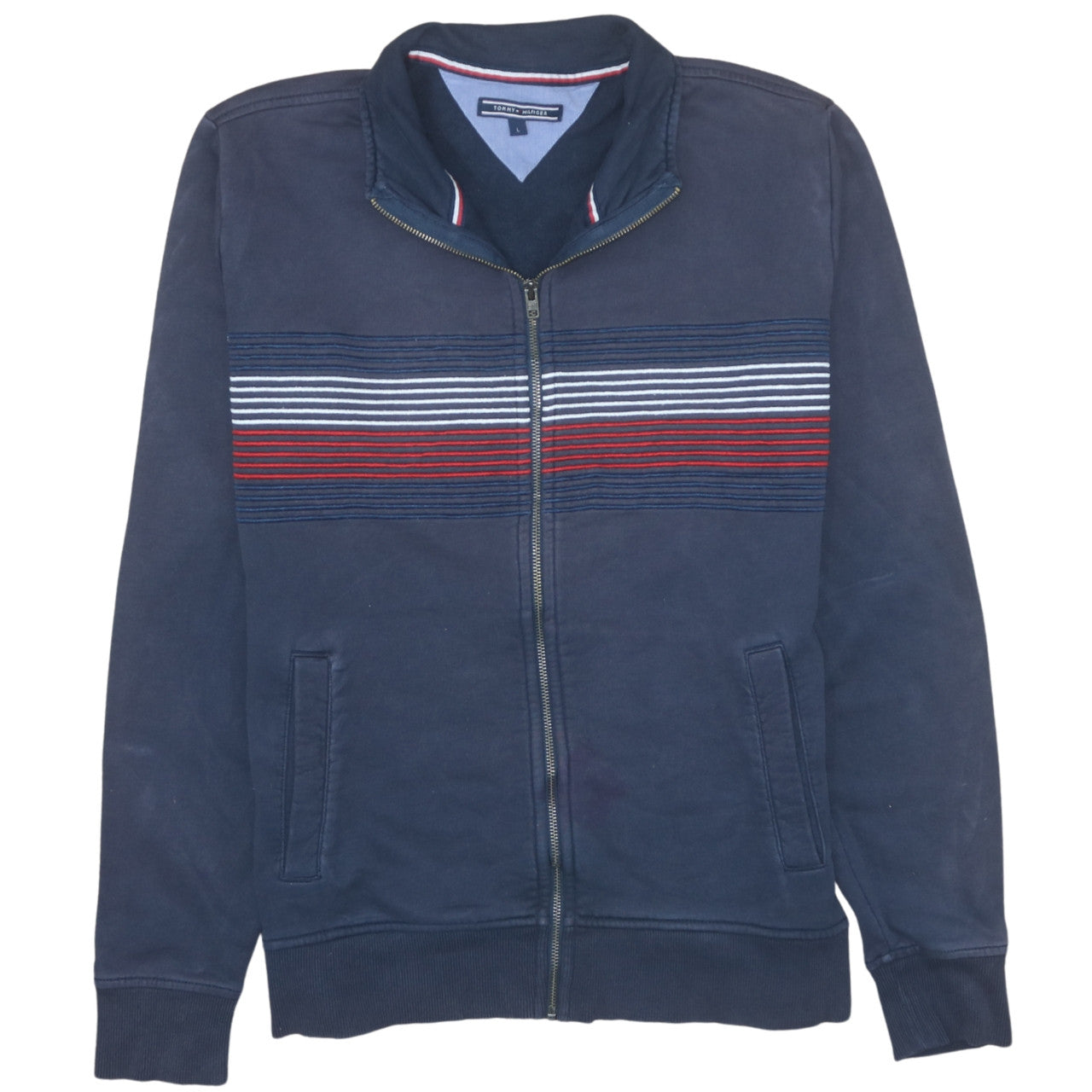 Tommy Hilfiger Men's Navy Blue L Track Jacket Cotton Zip Up