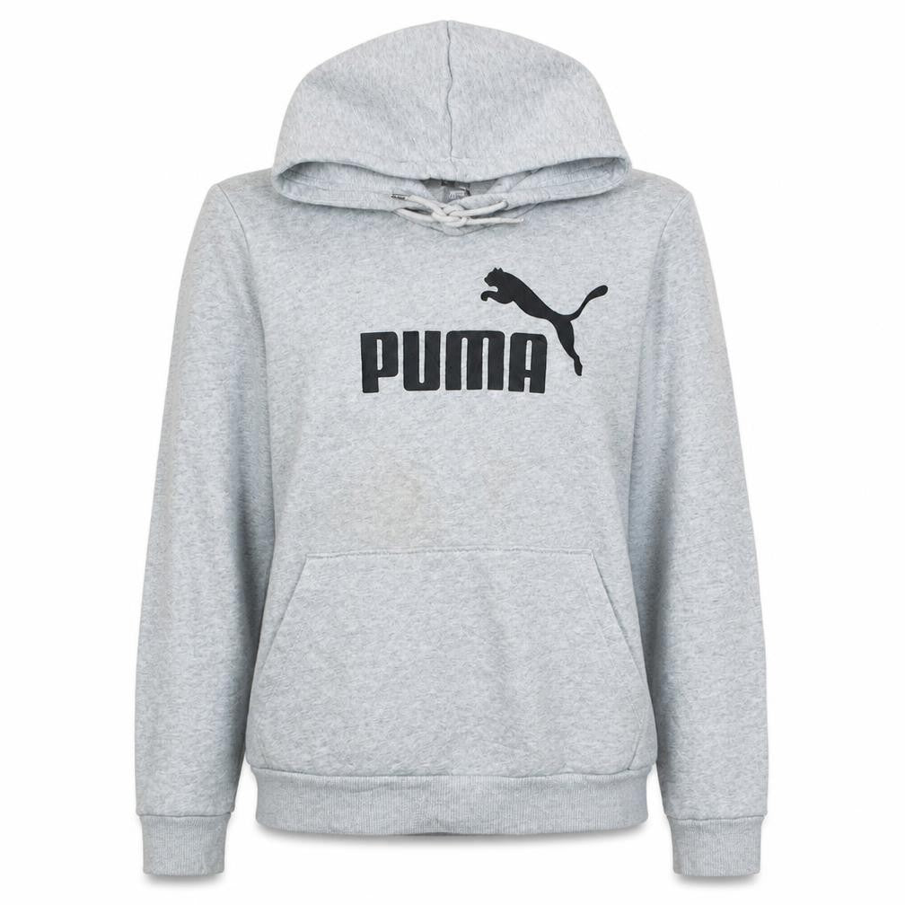 Front view of Puma women’s grey, size UK 12, pullover hoodie sweatshirt
