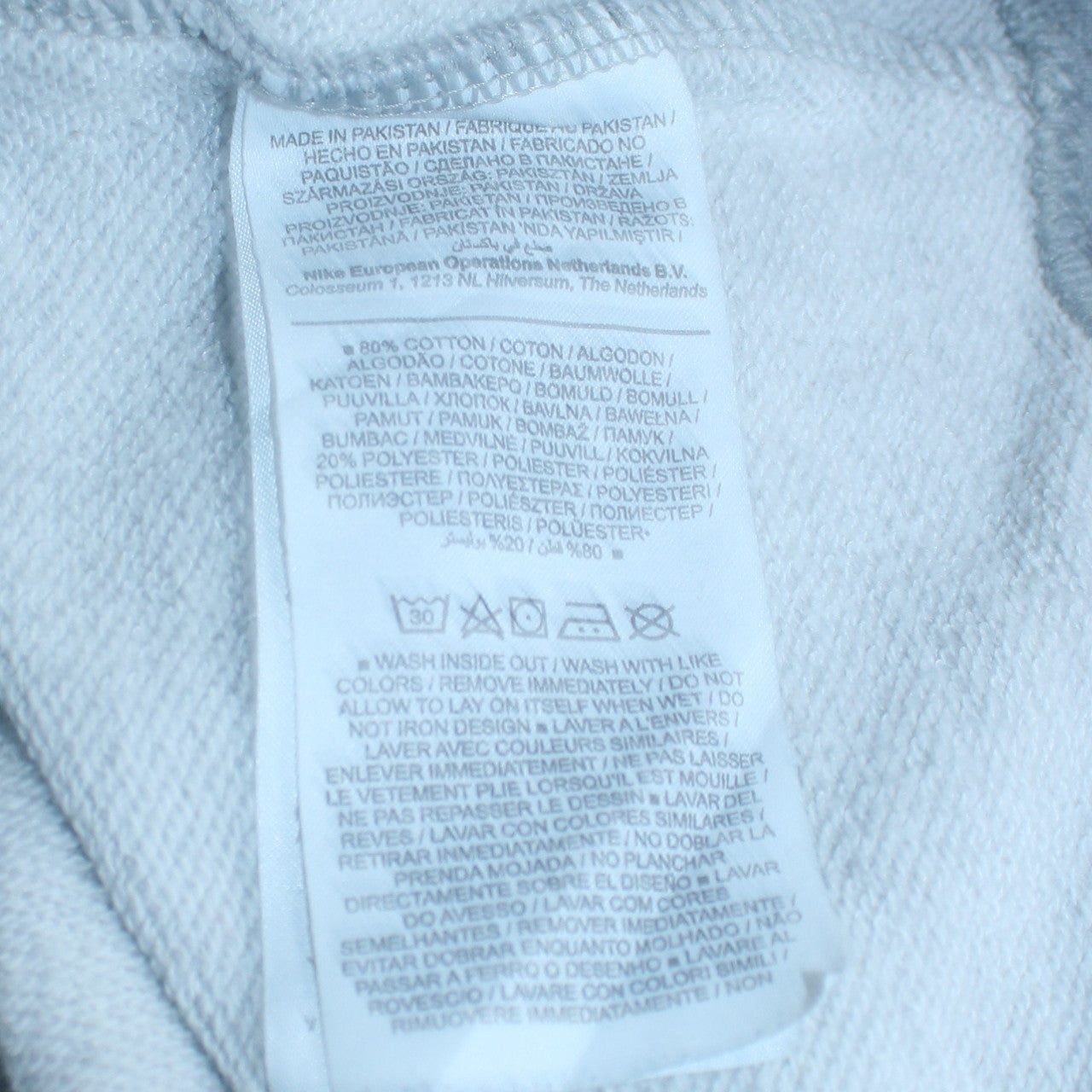 Nike Men's White Pullover Hoodie M Sports Logo Fleece Regular Fit
