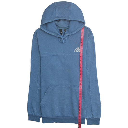 Adidas Men's Blue Pullover Hoodie Size L Regular Fit Logo Fleece