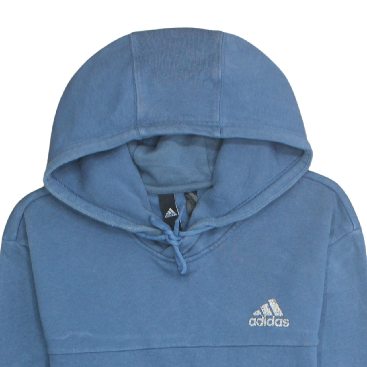Adidas Men's Blue Pullover Hoodie Size L Regular Fit Logo Fleece