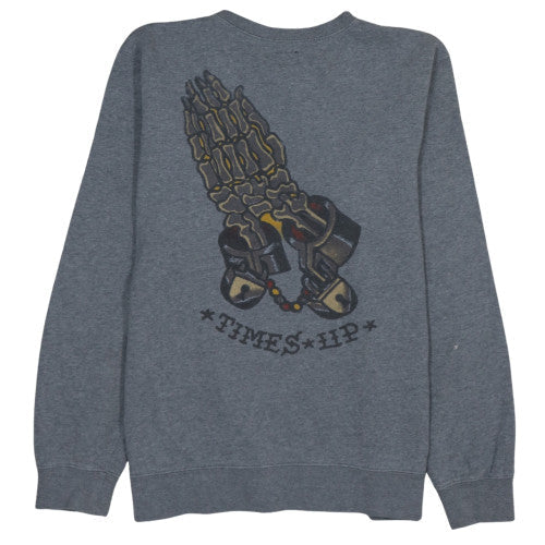 RVCA Men's Grey Crew Neck Graphic Print Sweatshirt L