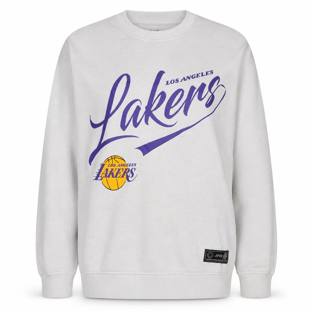 Primark NBA Los Angeles Lakers White Sweatshirt Women 2XS Pullover Crew Neck
