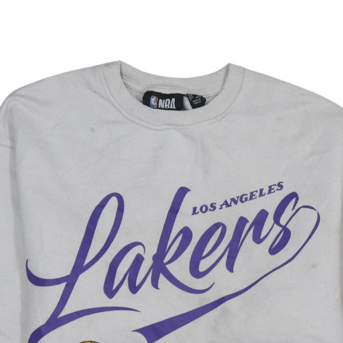 Primark NBA Los Angeles Lakers White Sweatshirt Women 2XS Pullover Crew Neck