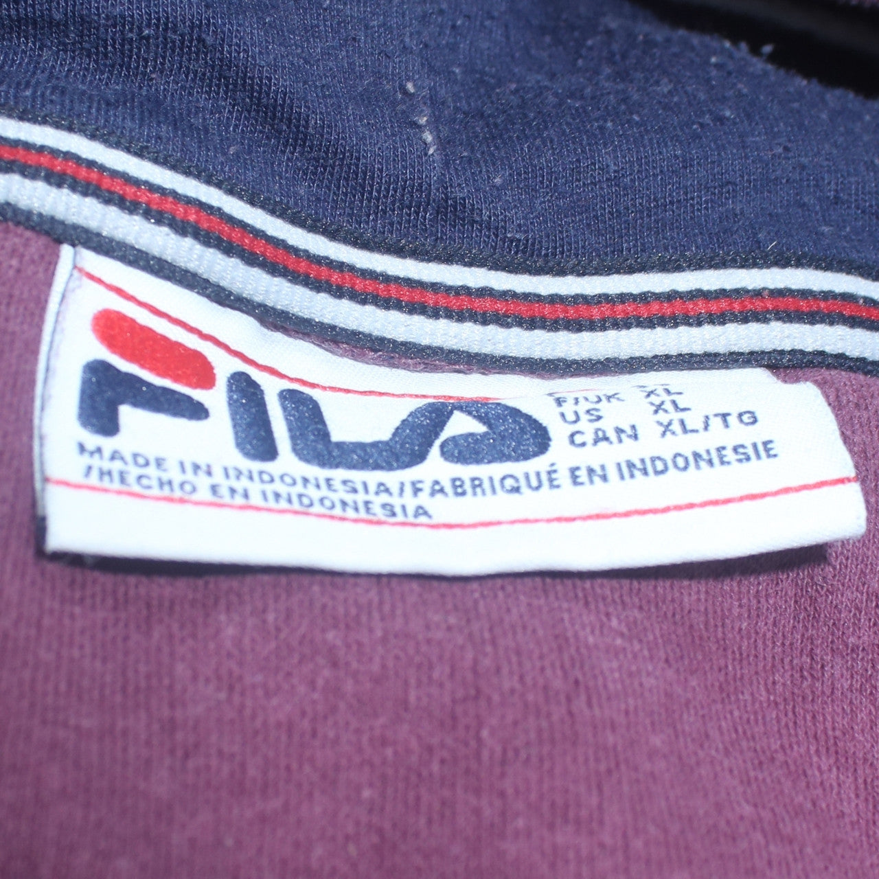 Fila Mens Purple Full Zip Hoodie XL Regular Fit Cotton Blend