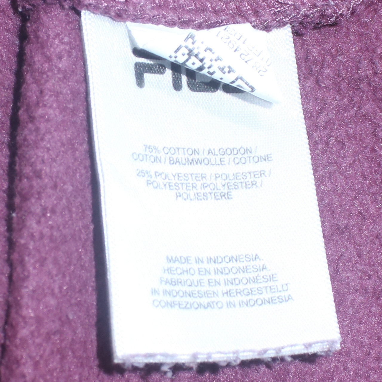 Fila Mens Purple Full Zip Hoodie XL Regular Fit Cotton Blend