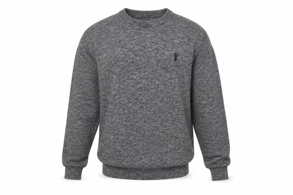 Front view of Next Men’s Grey Crew Neck Knit Jumper, size M, Classic Pullover