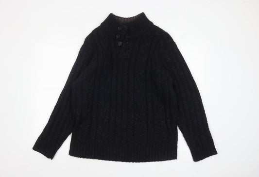 Marks and Spencer North Coast Men's Black Cable Henley Jumper L