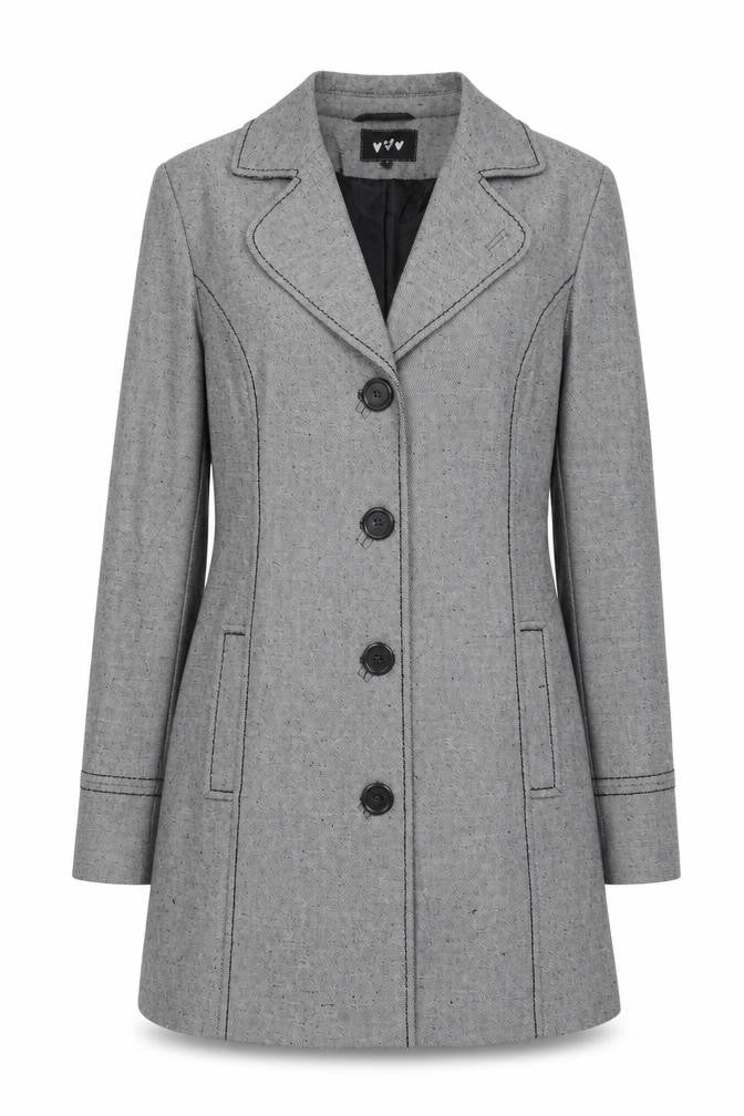 Marks & Spencer Womens Grey Linen Blend Mid-Length Coat Size 12