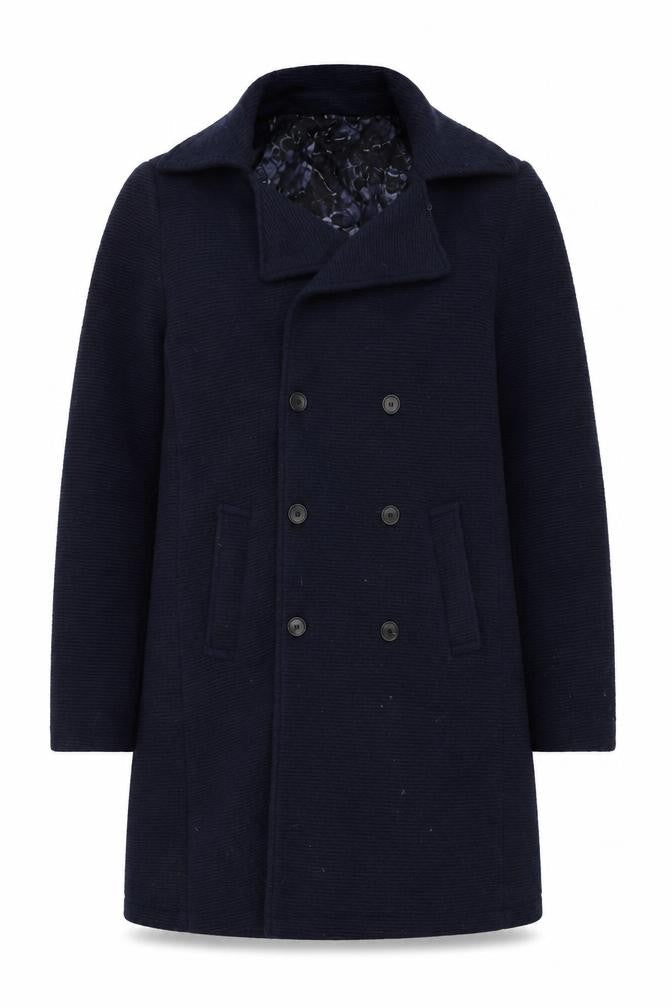 Feraud Women’s Blue Wool Pea Coat Liberty Lined Size L Classic