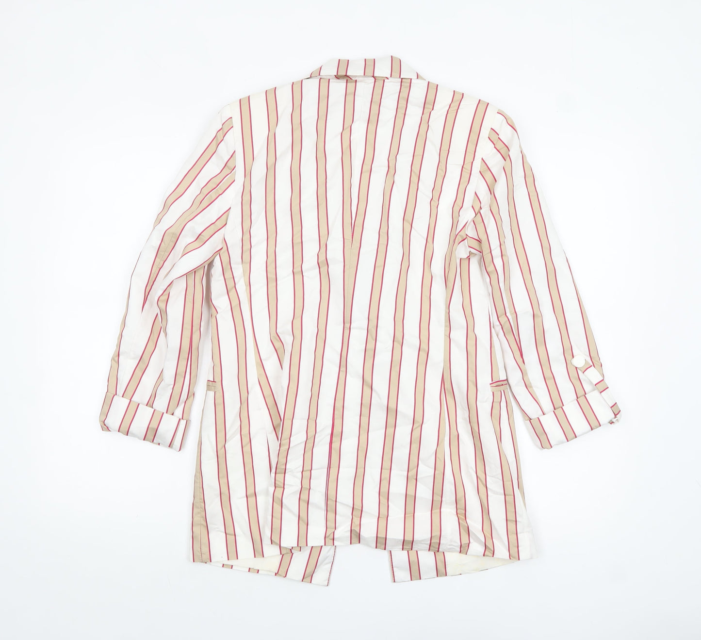 King Kong Women Ivory Pink Striped Single-Breasted Blazer Size 16
