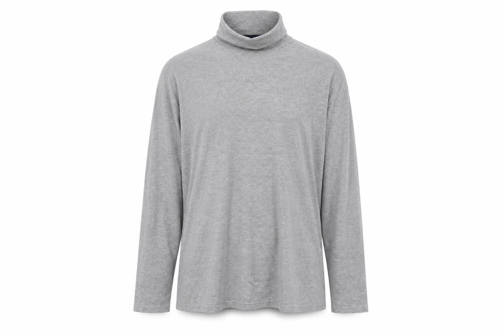 James Pringle Men's Grey Roll Neck Long Sleeve Cotton Top - M