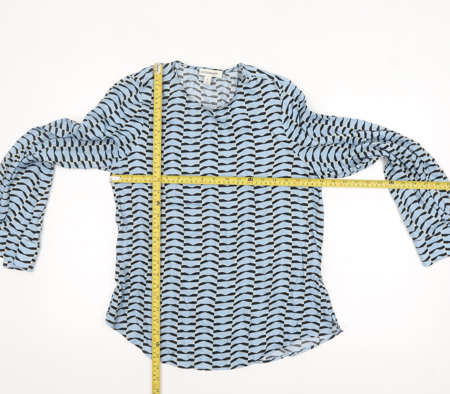 Marks and Spencer Autograph Blue Geometric Viscose Blouse Women’s UK 10