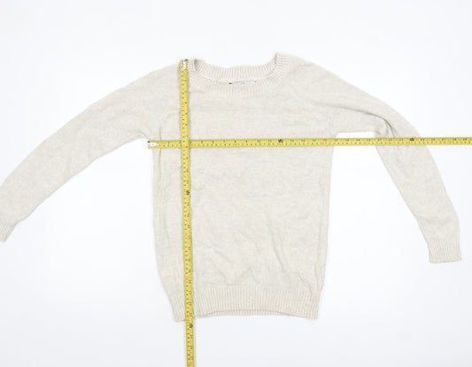 Fat Face Women's Beige Cotton Blend Crew Neck Jumper Size 10