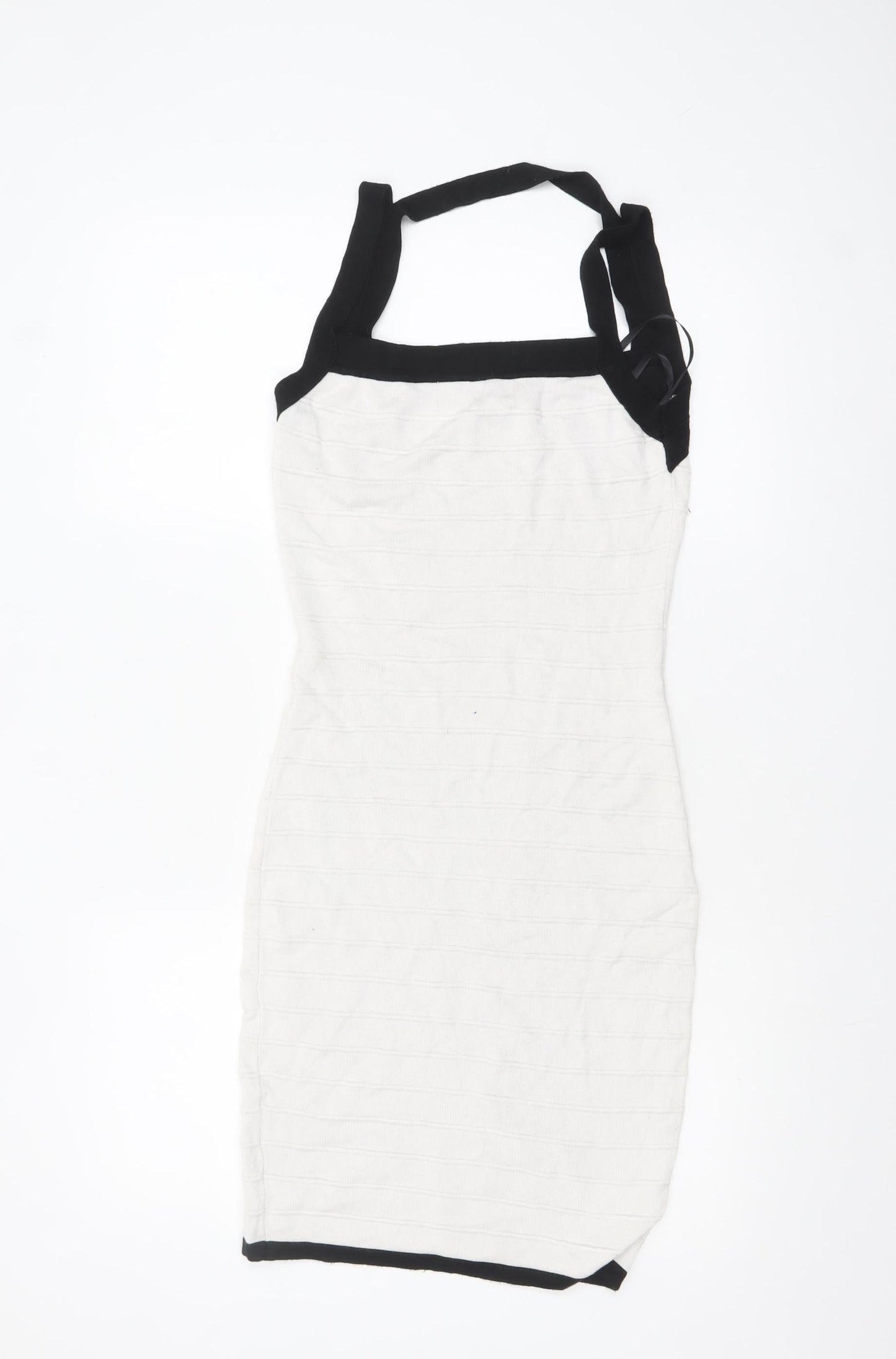 Boohoo Women's Black & White Sleeveless Bodycon Dress Size 8