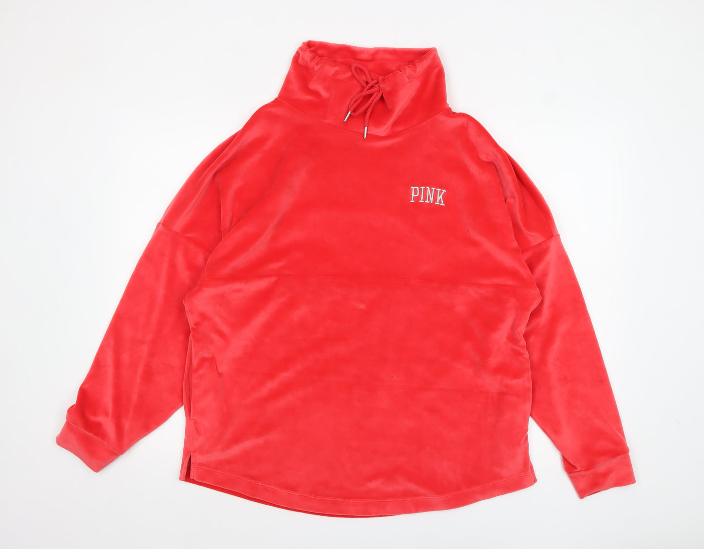 Victoria's Secret PINK Womens Red Velour Pullover Sweatshirt M