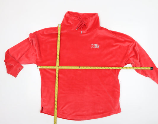 Victoria's Secret PINK Womens Red Velour Pullover Sweatshirt M