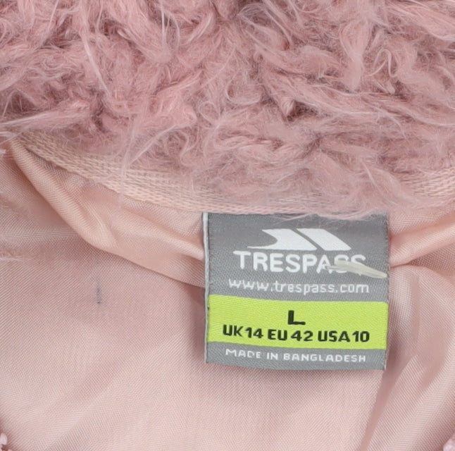 Trespass Womens Pink Full Zip Hooded Fleece Hoodie UK 14 L