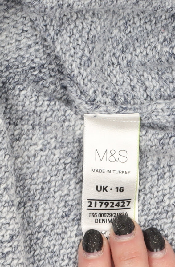 Marks and Spencer Women's Grey Size 16 Knit Open Cardigan