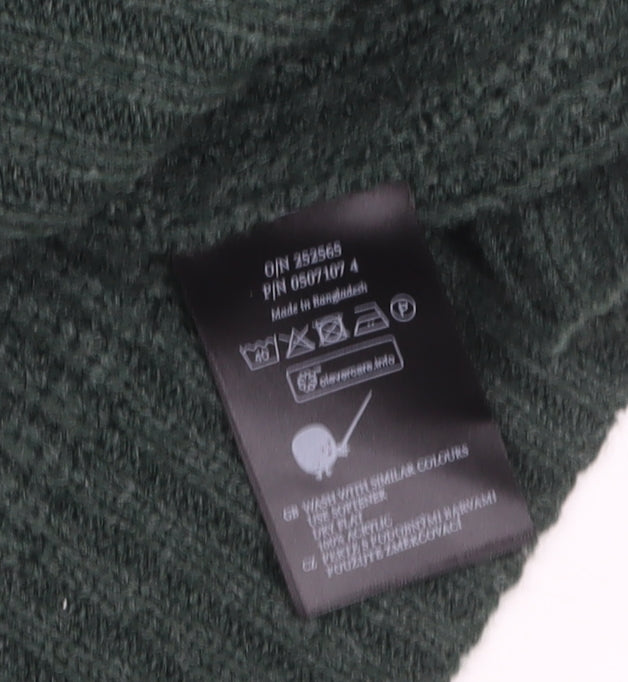 Monki Women's Green Roll Neck Chunky-Knit Jumper Size S