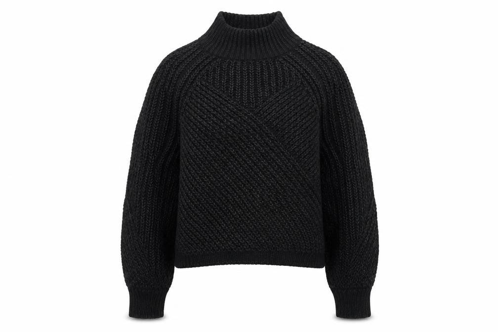 Mint Velvet Women’s Black Chunky Knit High Neck Jumper Size M
