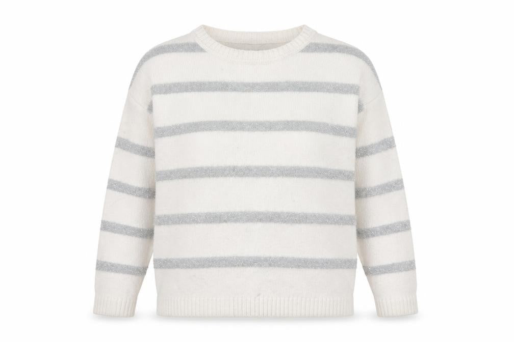 Marks and Spencer Womens Ivory Striped Glitter Knit Pullover Jumper M