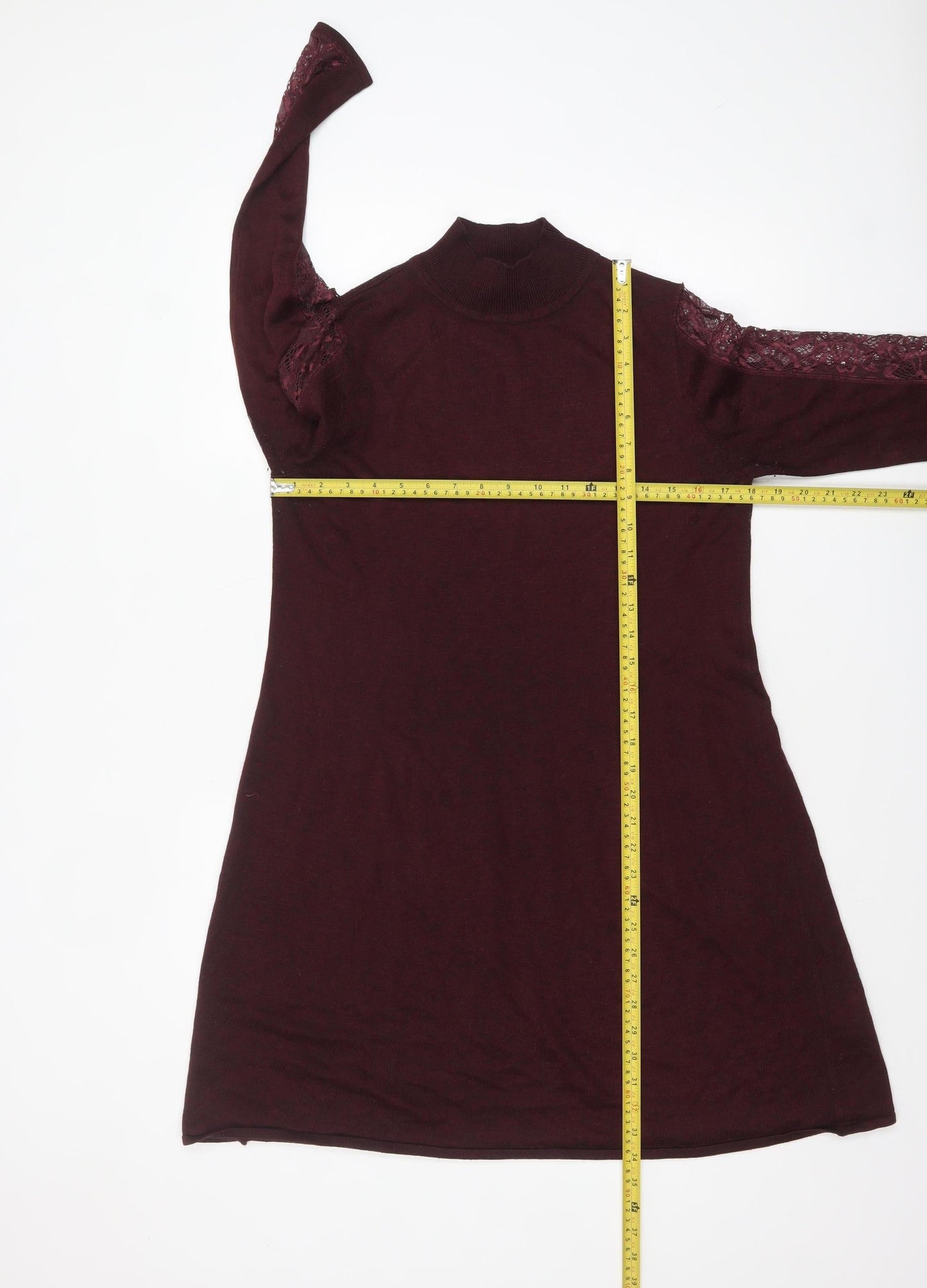 Monsoon Women’s Purple Lace Sleeve Knit A-Line Dress Size 12