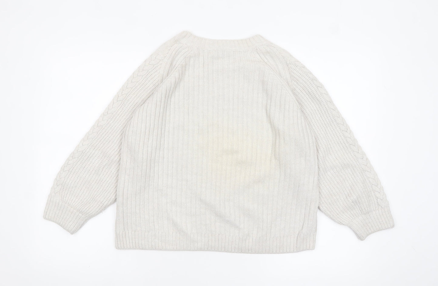 Marks and Spencer Women’s Ivory Cable Knit Floral Jumper UK 10