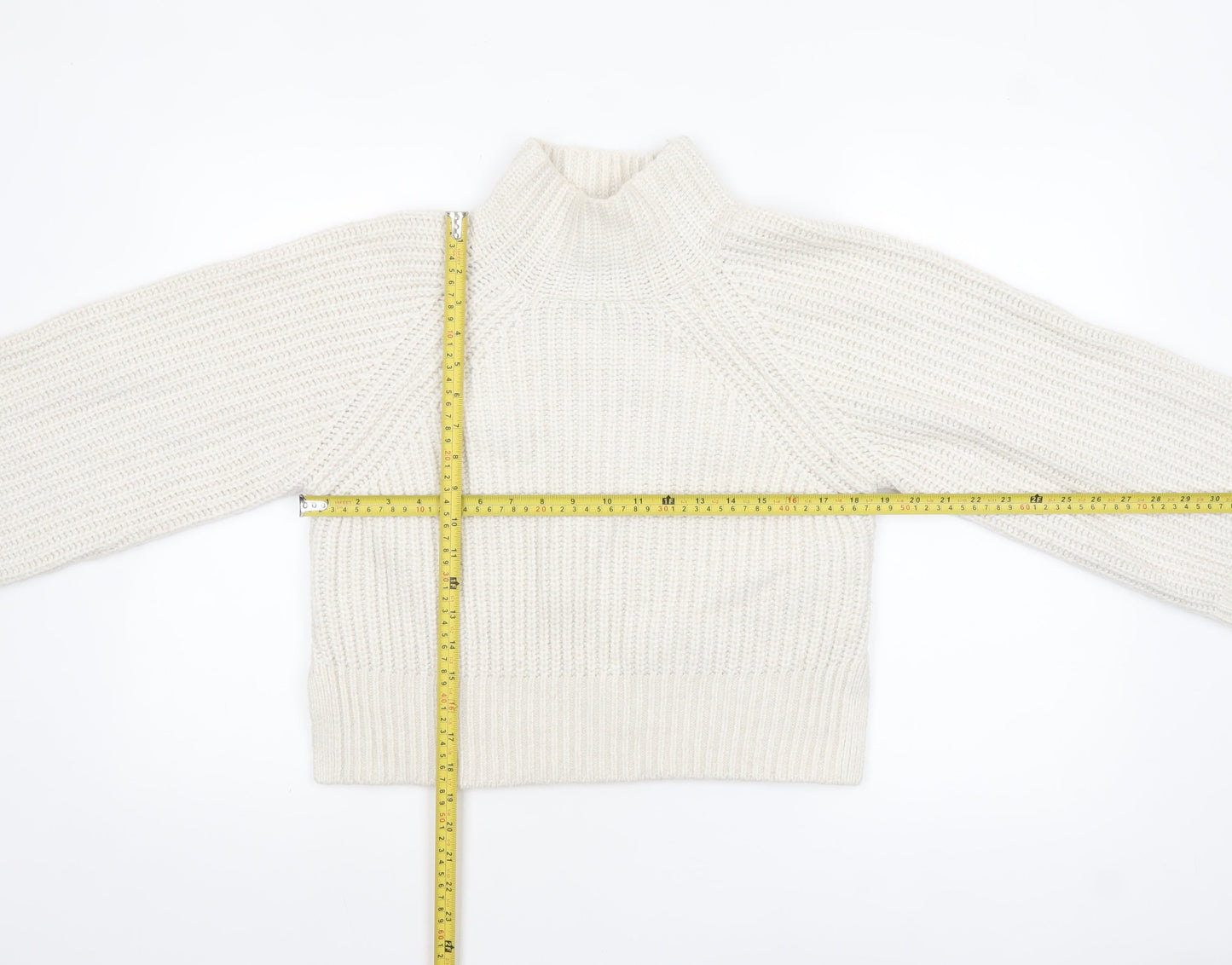 Mint Velvet Women’s Ivory Chunky Knit Roll Neck Wool Jumper XS