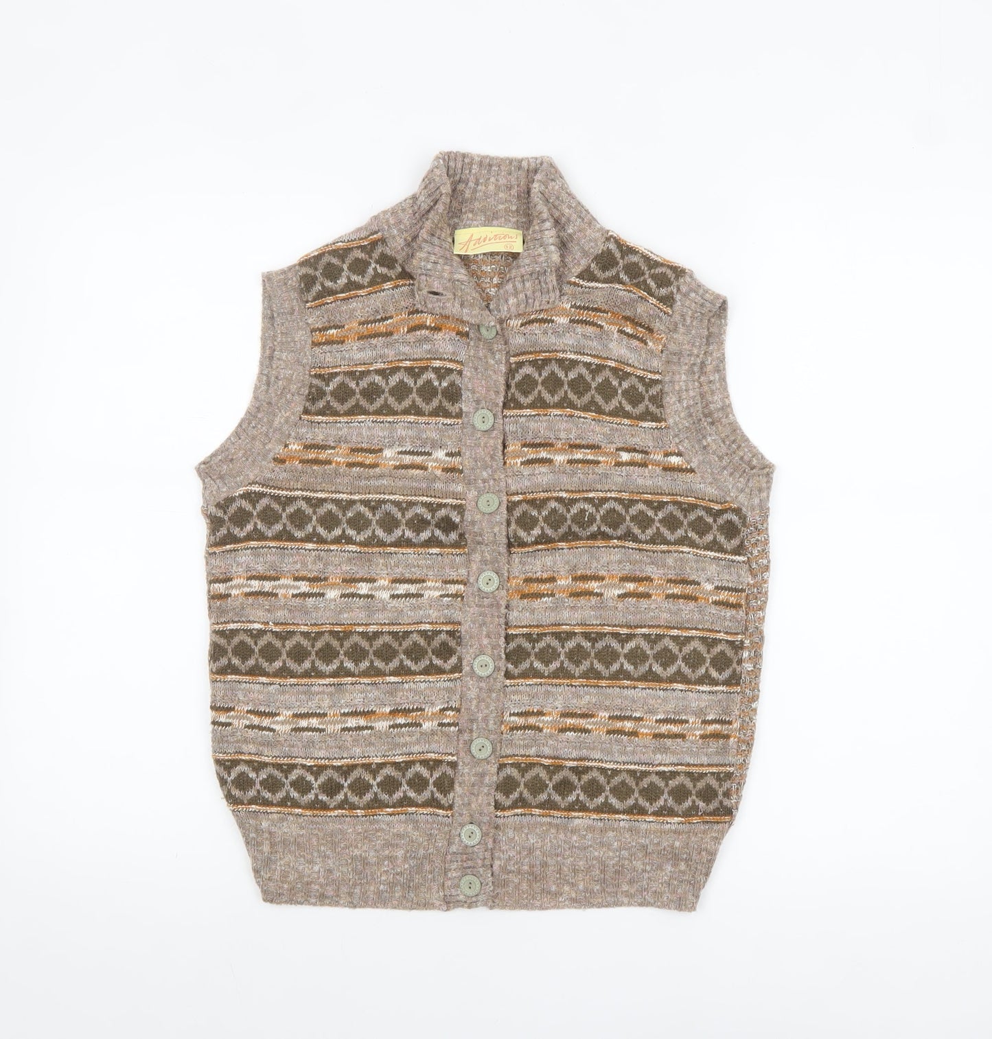 Additions Womens Beige Wool Blend Sleeveless Knit Vest Size 12