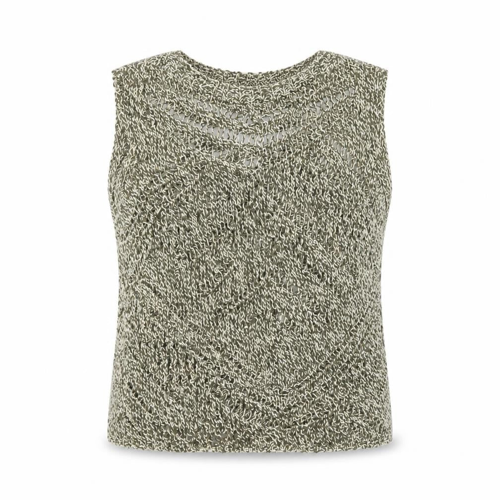 Marks and Spencer Women’s Beige Metallic Knit Sleeveless Tank Top M