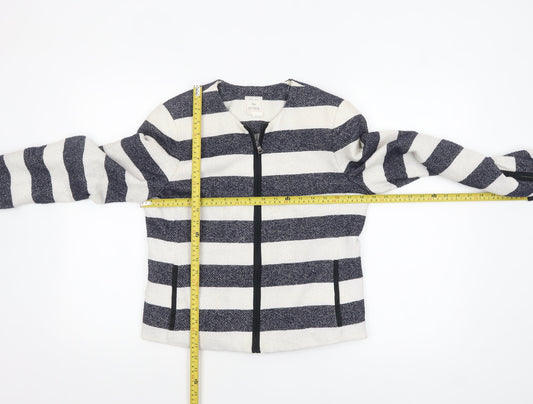 Gap Women’s Blue White Striped Zip Jacket UK 10 Casual Short Cotton