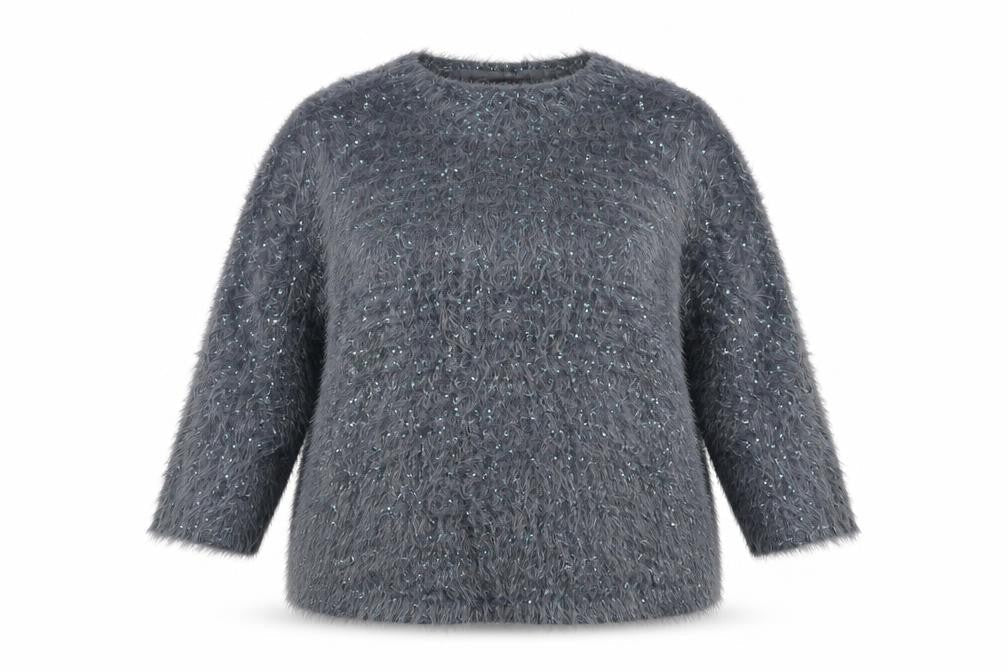 Marks and Spencer Women Grey Sequin Knit Pullover Jumper Size 16
