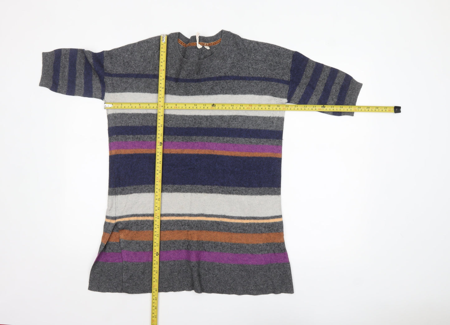 White Stuff Women's Multicoloured Stripe Tunic Jumper UK 12