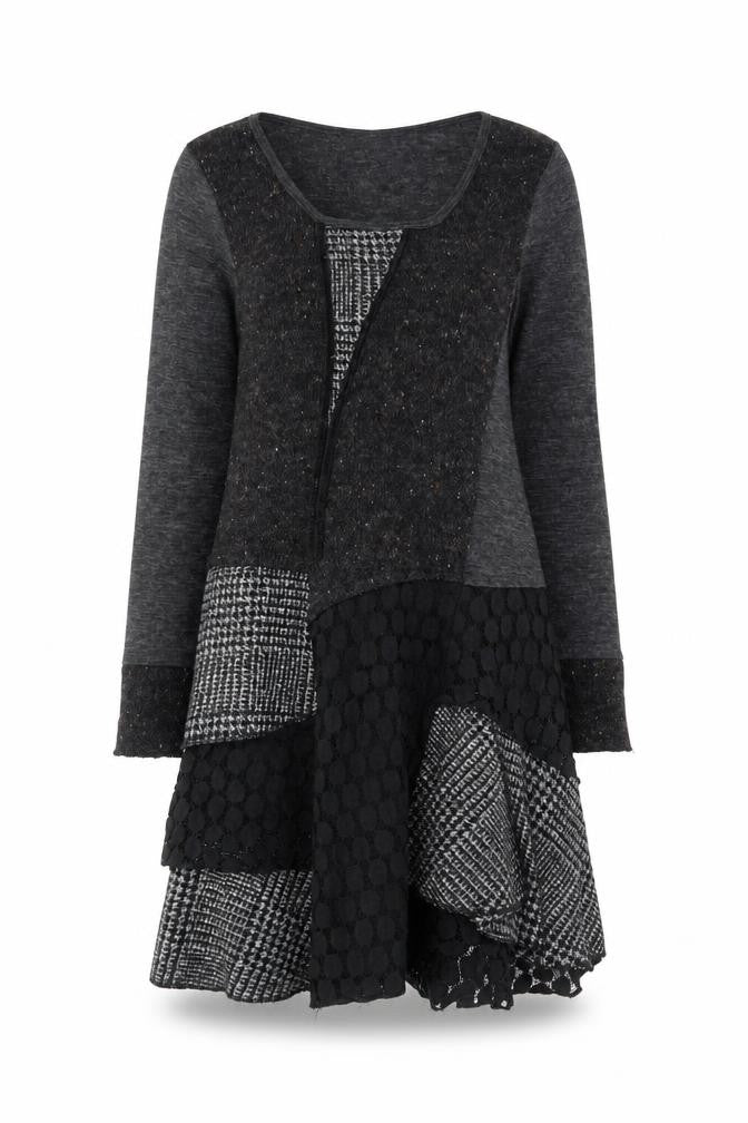 Apricot Womens Grey Patchwork A-Line Knit Dress Size 12