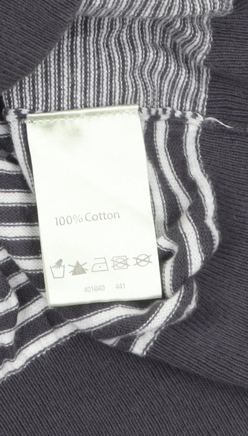 Phase Eight Women Grey Stripe Cotton Short Sleeve Pullover Jumper Size 12