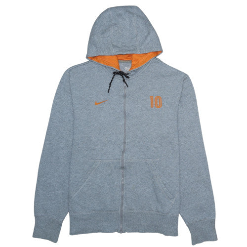 Nike Men's Grey Full Zip Hoodie L Athletic Dept Orange Logo