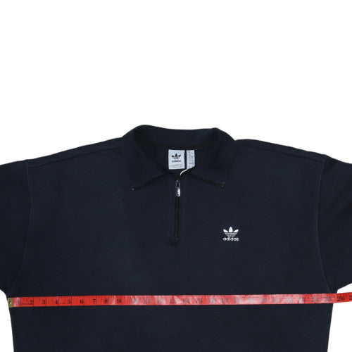 Adidas Womens Navy 1/4 Zip Sweatshirt Size L 16-18 Cotton Blend