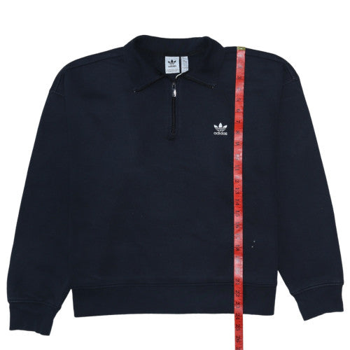 Adidas Womens Navy 1/4 Zip Sweatshirt Size L 16-18 Cotton Blend