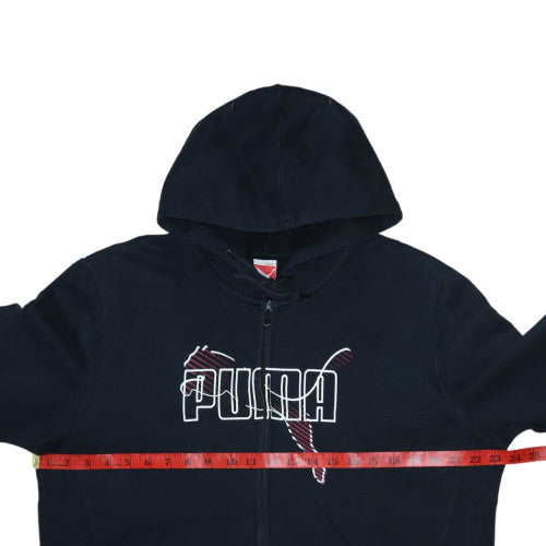 Puma Men's Black Full Zip Hoodie L Graphic Logo Sportswear