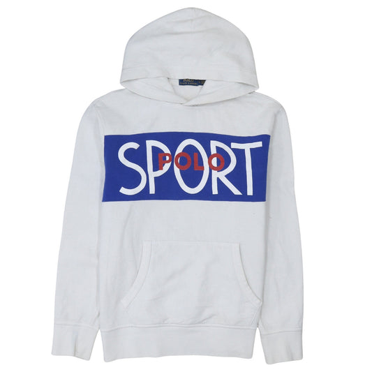 Polo Ralph Lauren Men's White Pullover Hoodie Medium Graphic Sport Logo