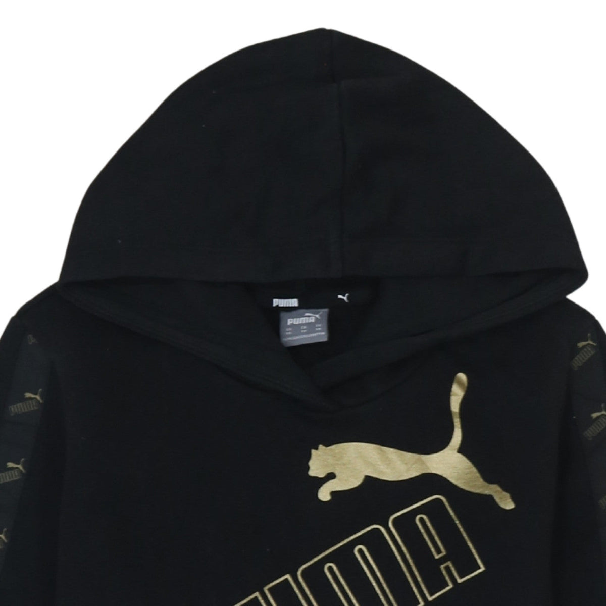 Additional view of Puma Men's Black XS Pullover Hoodie with Gold Logo