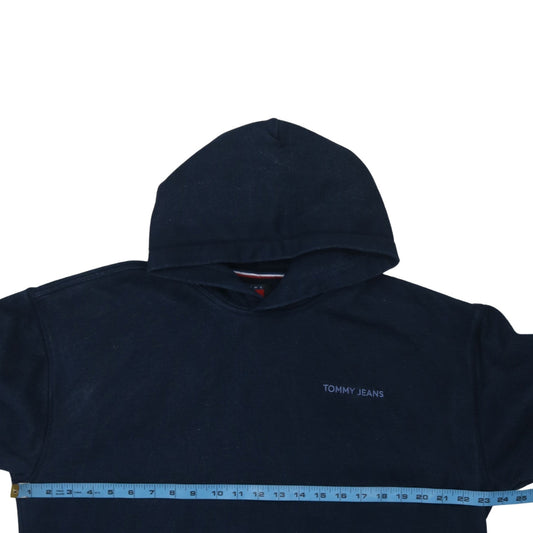 Tommy Jeans Men's Blue Pullover Hoodie Size M Logo Cotton Sweatshirt
