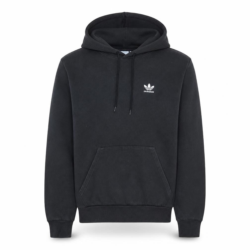 Front view of Adidas Men's Black Pullover Hoodie Small Skateboarding Logo Fleece