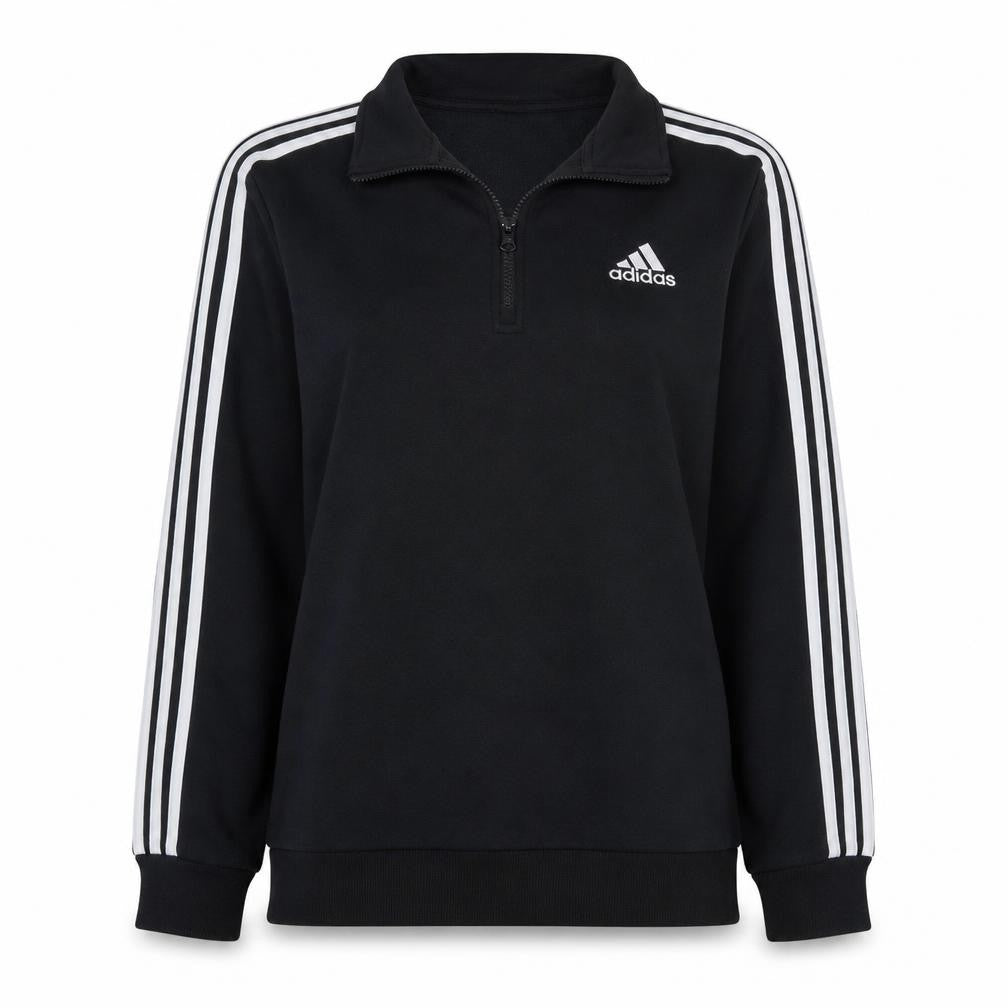 Front view of Adidas Women's Black 1/2 Zip Pullover Sweatshirt, size 12-14