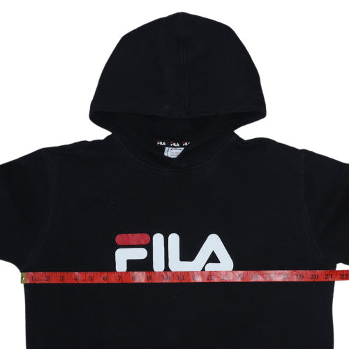 Fila Boys Black Pullover Hoodie 15-16 Years Graphic Print Cotton Blend