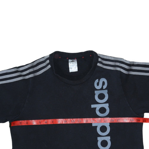 Adidas Mens Black M Pullover Sweatshirt Crew Neck Logo Fleece