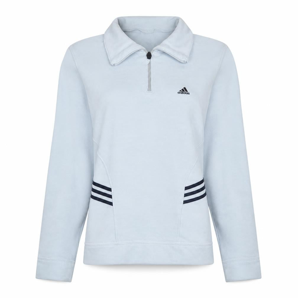Front view of Adidas Women White 1/2 Zip Pullover Sweatshirt, size 12