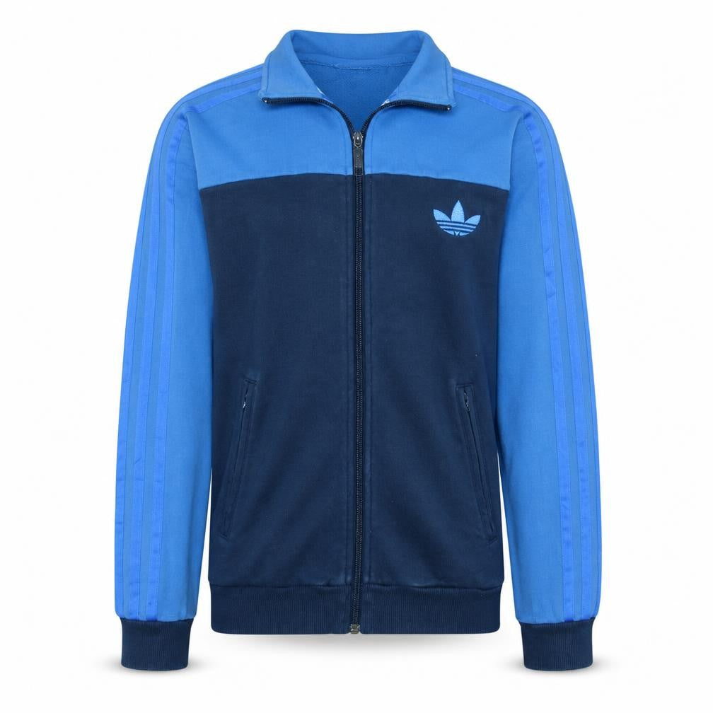 Front view of Adidas Men Blue Full Zip Fleece Sweatshirt XS Sports Style