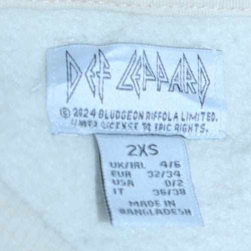 Def Leppard Unisex White XS Pullover Crew Neck Graphic Sweatshirt